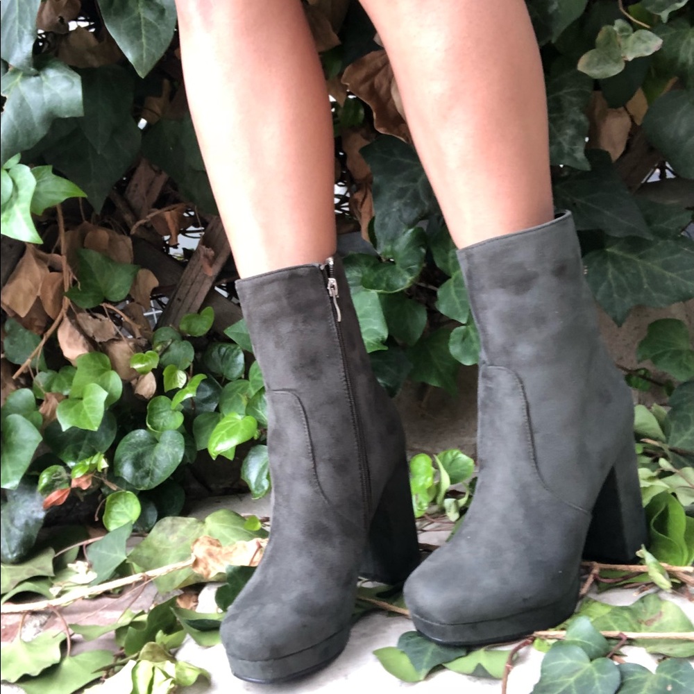NEW Olive Green Suede Go Go Shoes Chucky Heel Ankle Boot